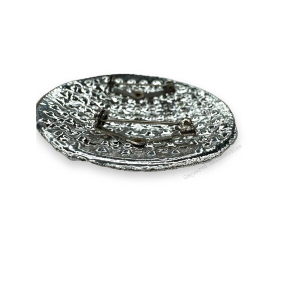 Silver Tone Aurora Borealis Crystal Circle Brooch - Picture 8 of 10